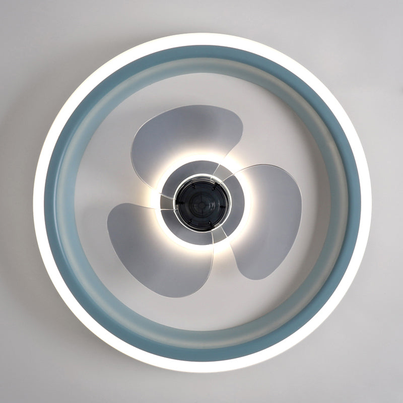 Modern beknopte led plafondventilator licht smeedijzeren cirkelvormige spoelbevel met acryl schaduw