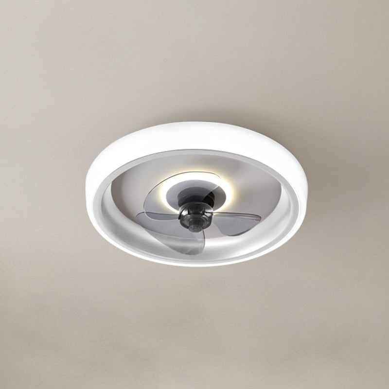 Modern beknopte led plafondventilator licht smeedijzeren cirkelvormige spoelbevel met acryl schaduw