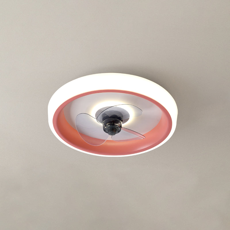 Modern beknopte led plafondventilator licht smeedijzeren cirkelvormige spoelbevel met acryl schaduw