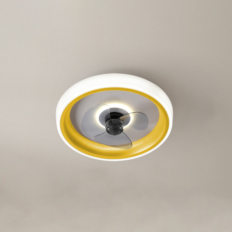 Modern beknopte led plafondventilator licht smeedijzeren cirkelvormige spoelbevel met acryl schaduw