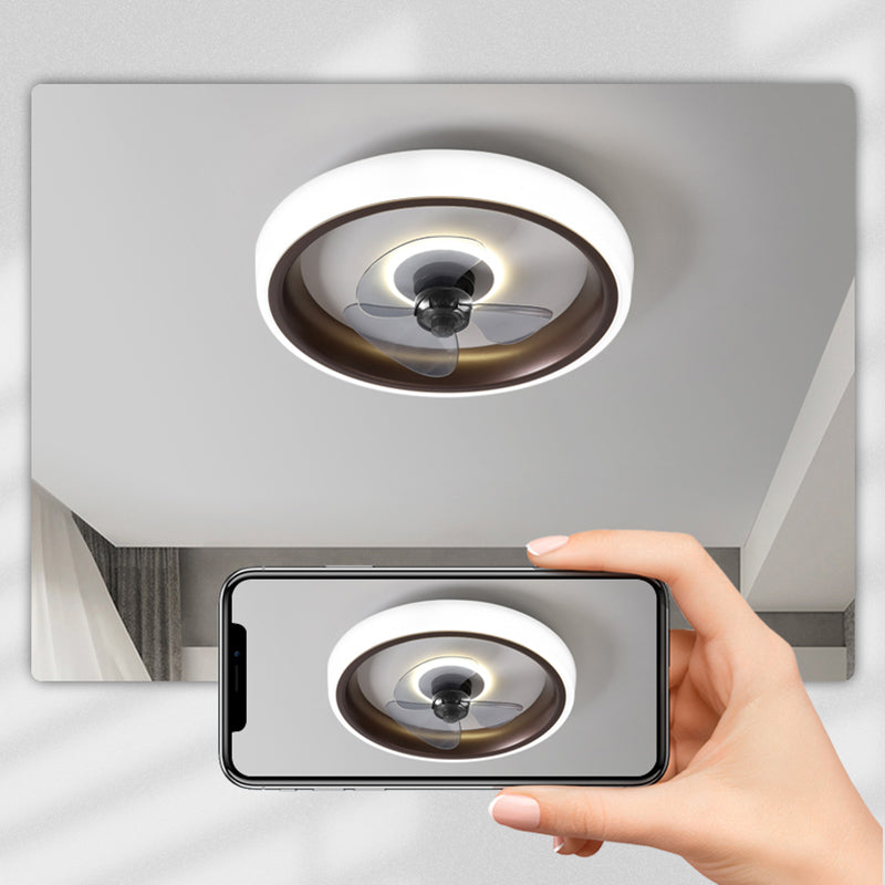 Modern beknopte led plafondventilator licht smeedijzeren cirkelvormige spoelbevel met acryl schaduw