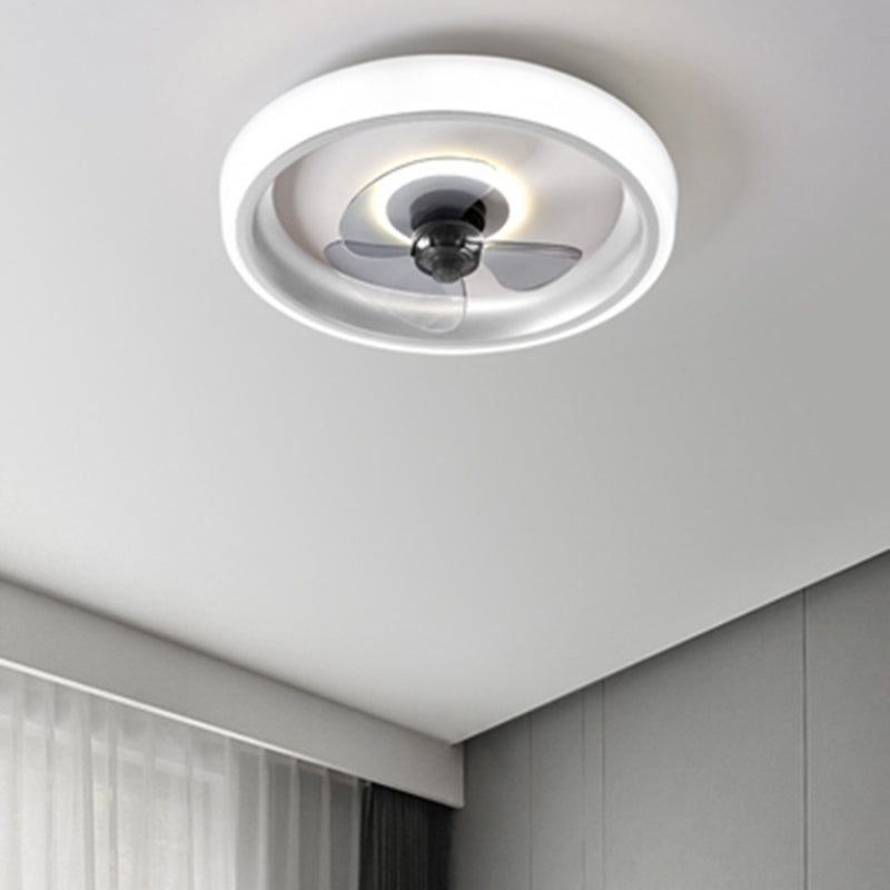 Modern beknopte led plafondventilator licht smeedijzeren cirkelvormige spoelbevel met acryl schaduw