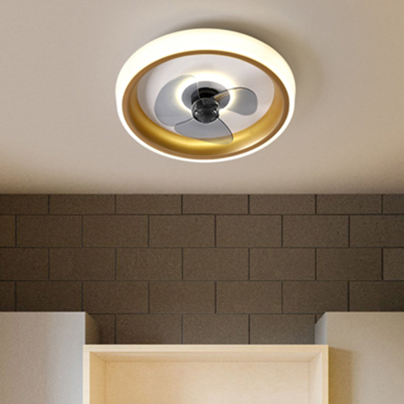 Modern beknopte led plafondventilator licht smeedijzeren cirkelvormige spoelbevel met acryl schaduw