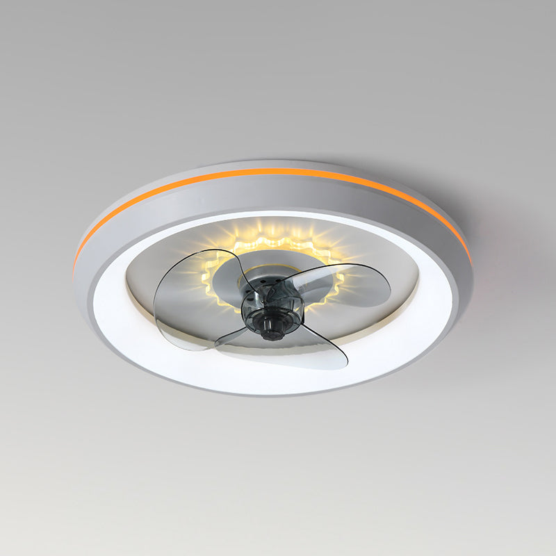 Moderne prägnante LED -Deckenlüfter Leicht lackierte Eisenkreisendeckenventilatoren mit Acrylschatten