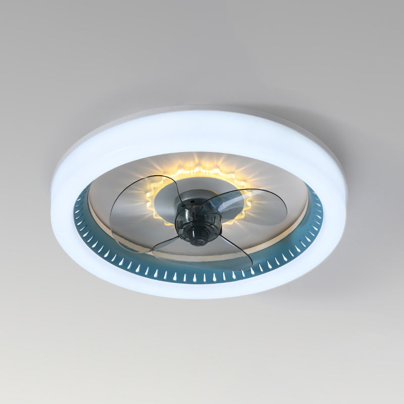 Moderne prägnante LED -Deckenlüfter Leicht lackierte Eisenkreisendeckenventilatoren mit Acrylschatten