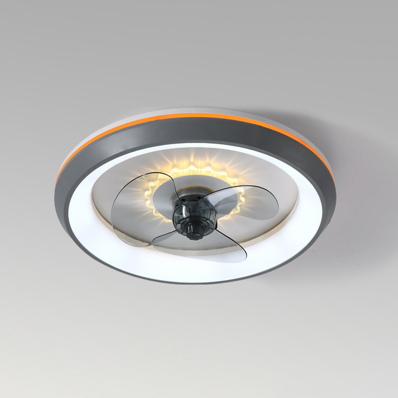 Moderne prägnante LED -Deckenlüfter Leicht lackierte Eisenkreisendeckenventilatoren mit Acrylschatten