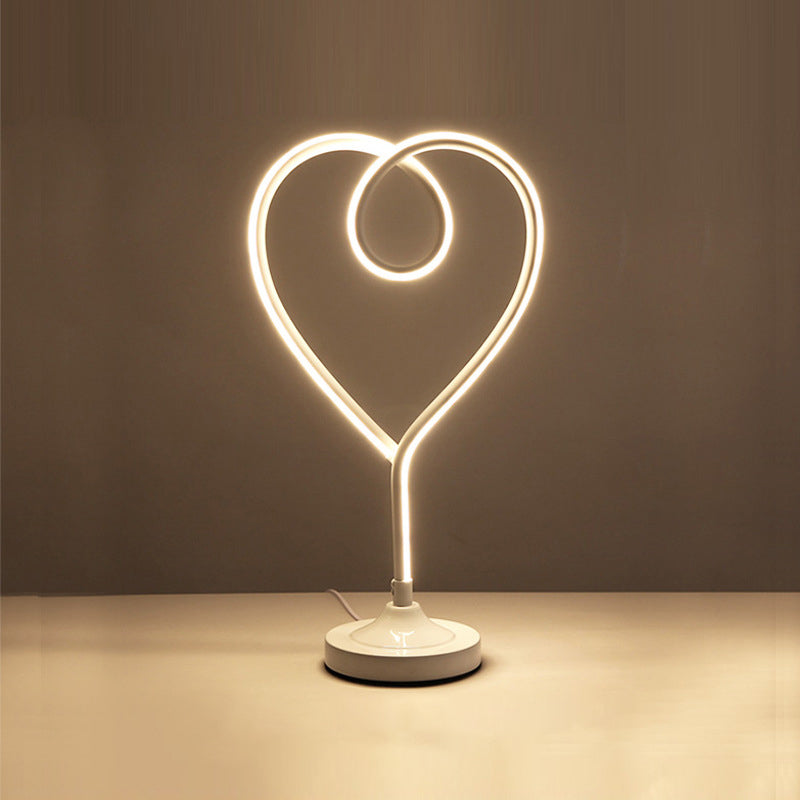 LED Wohnzimmer Schreibtisch Licht zeitgenössischer Gold/Weiß -Aufgabenbeleuchtung mit Herz Acrylschatten