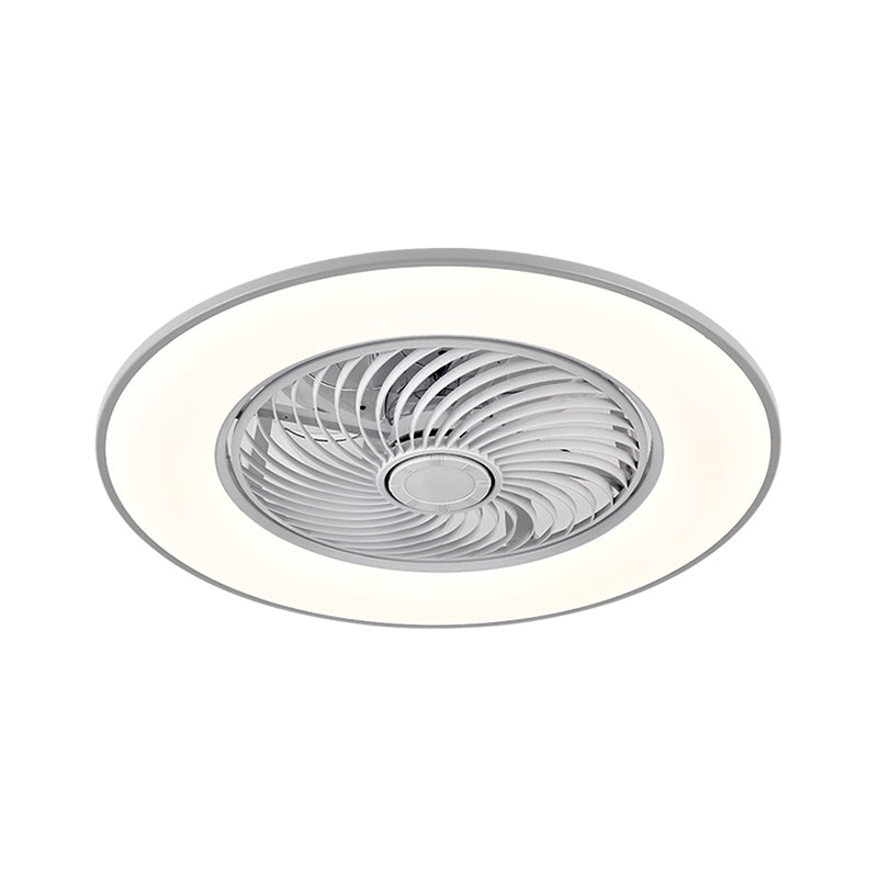 Moderne Einfachheit LED -Deckenventilator leichte schmiedeeiserne kreisförmige Flush -Berg mit Acrylschatten