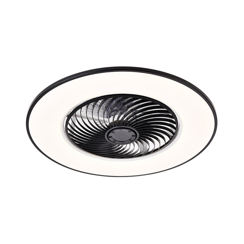Moderne Einfachheit LED -Deckenventilator leichte schmiedeeiserne kreisförmige Flush -Berg mit Acrylschatten