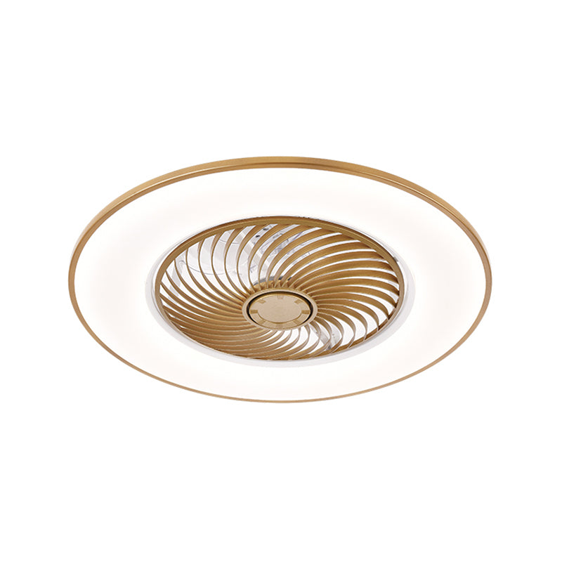 Moderne Einfachheit LED -Deckenventilator leichte schmiedeeiserne kreisförmige Flush -Berg mit Acrylschatten
