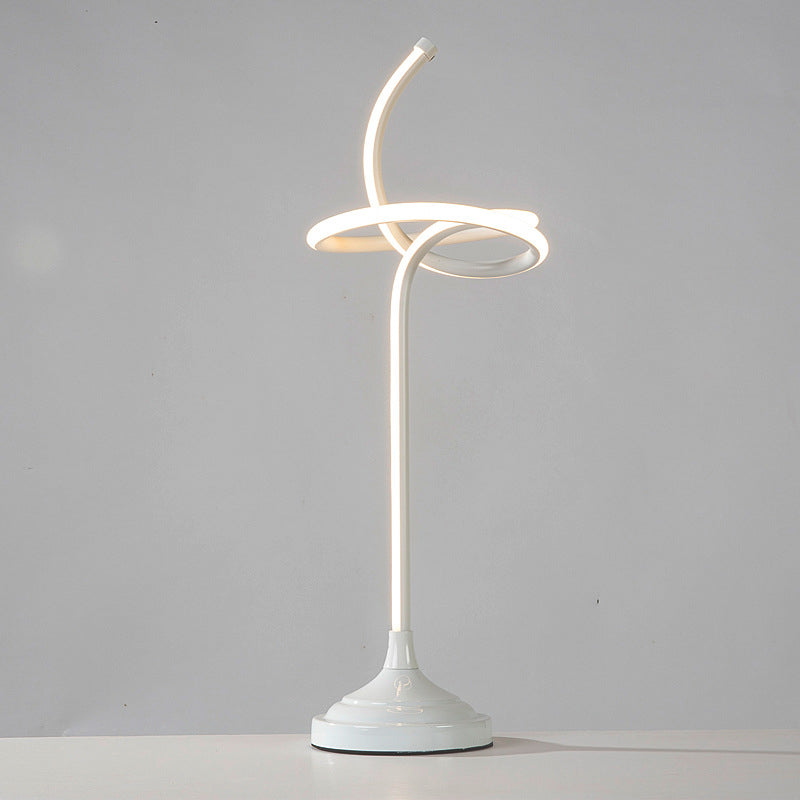 Lámpara de mesa de noche acrílica LED modernista con iluminación de tarea Swirly blanca en luz blanca/cálida