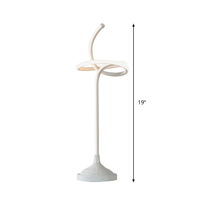 Éclairage de tâche tourbillonnant blanc Lampe de table de nuit en acrylique LED moderniste en lumière chaude/blanche