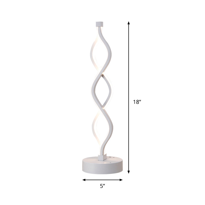 LED Bedside Task Light Minimalism White Night Table Lamp with Spiral Acrylic Shade in Warm/White Light