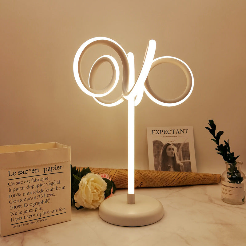 LED Bedside Table Light Modernist White Small Desk Lamp with Twist Acrylic Shade in Warm/White Light