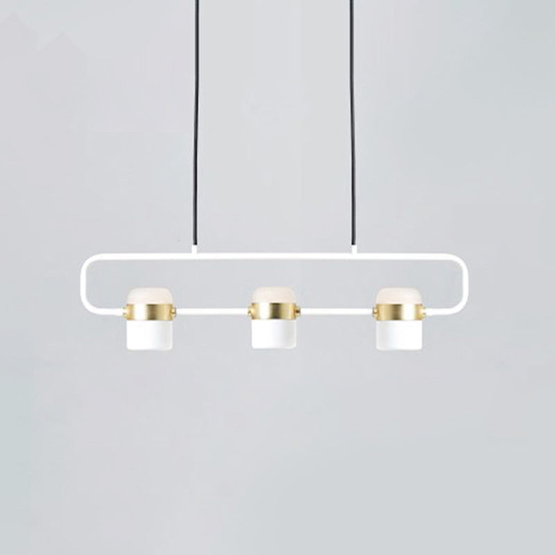 Cylindrical Island Light Fixtures Modern Multi-Head Island Chandelier Lamp with Acrylic Shade