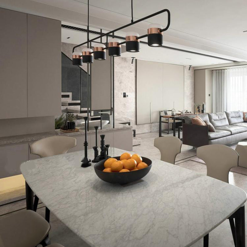 Cylindrical Island Light Fixtures Modern Multi-Head Island Chandelier Lamp with Acrylic Shade