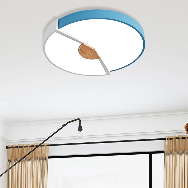 Lámpara empotrada redonda con empalme metálico, LED moderno integrado, lámpara montada en techo negra/rosa/amarilla, 12 "/ 16"/19,5 "de ancho