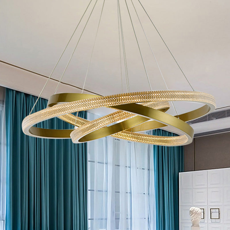 Fissature per illuminazione lampadario multi-testa lampada lampadario moderno ad anello con tonalità acrilica chiara