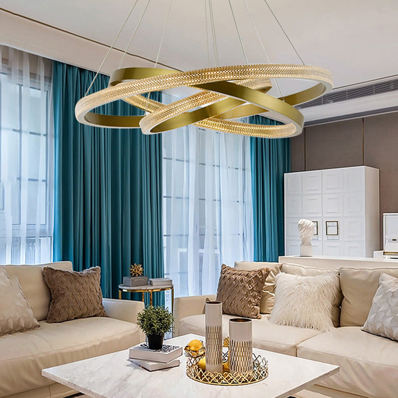 Fissature per illuminazione lampadario multi-testa lampada lampadario moderno ad anello con tonalità acrilica chiara