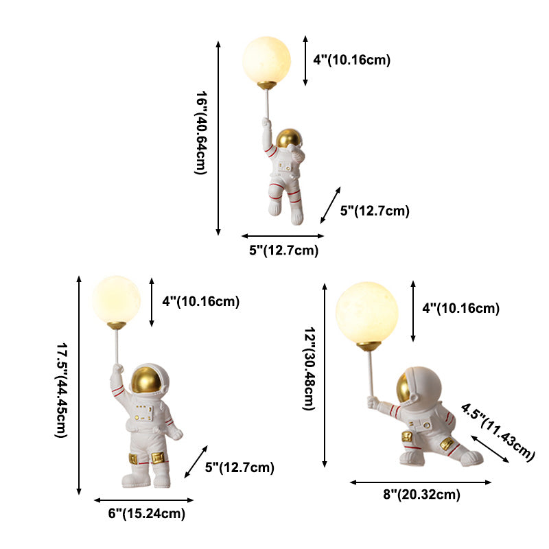 Astronauts Resin Material Wall Sconce 1 Head Wall Mounted Light Fixture for Child Room