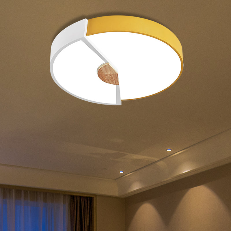 Lámpara empotrada redonda con empalme metálico, LED moderno integrado, lámpara montada en techo negra/rosa/amarilla, 12 "/ 16"/19,5 "de ancho