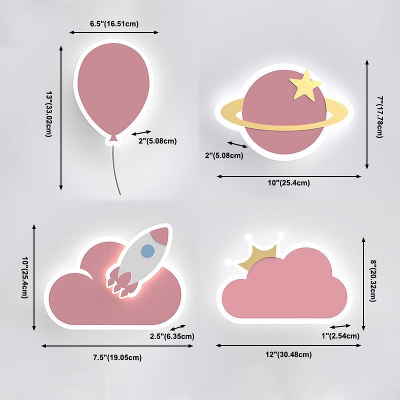 Kids Multiple Shaped Wall Mounted Light Fixture Bedroom Wall Mount Light Fixture