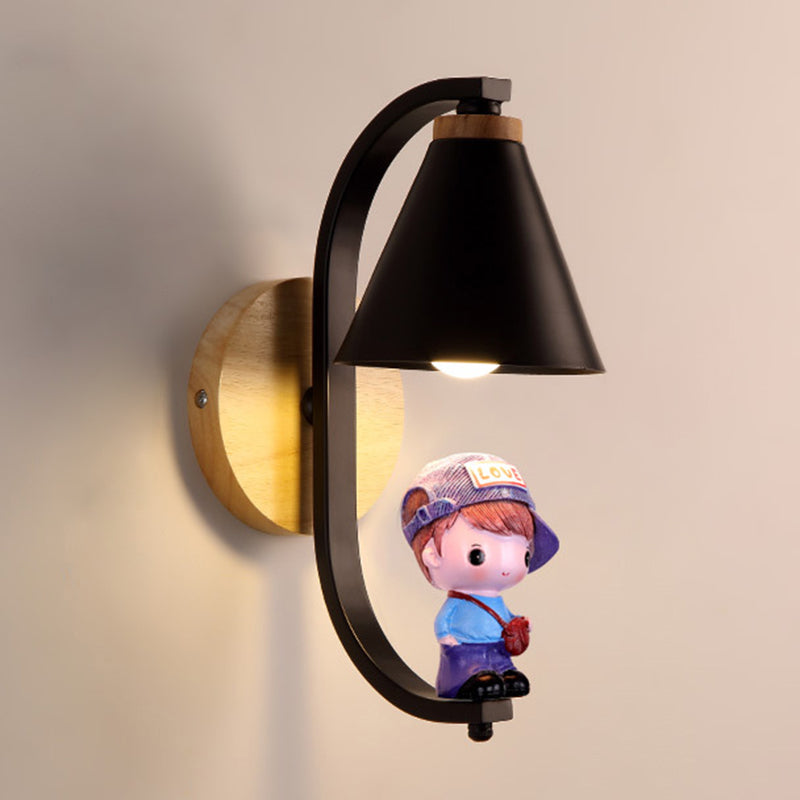 Creativity Metal Wall Sconce Boy and Girl Wall Mounted Light Fixture for Child Room