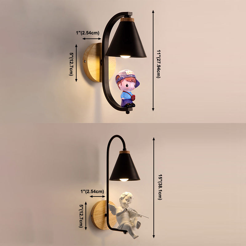 Creativity Metal Wall Sconce Boy and Girl Wall Mounted Light Fixture for Child Room