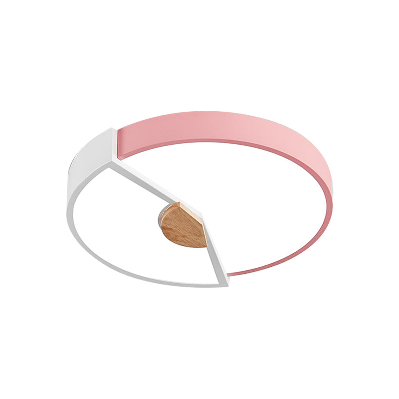 Lámpara empotrada redonda con empalme metálico, LED moderno integrado, lámpara montada en techo negra/rosa/amarilla, 12 "/ 16"/19,5 "de ancho