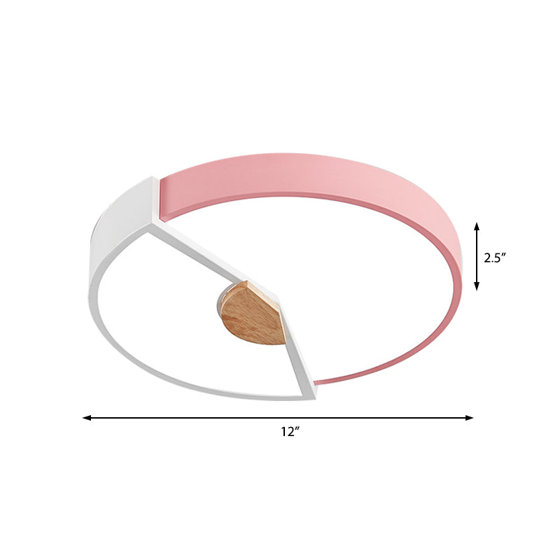Lámpara empotrada redonda con empalme metálico, LED moderno integrado, lámpara montada en techo negra/rosa/amarilla, 12 "/ 16"/19,5 "de ancho