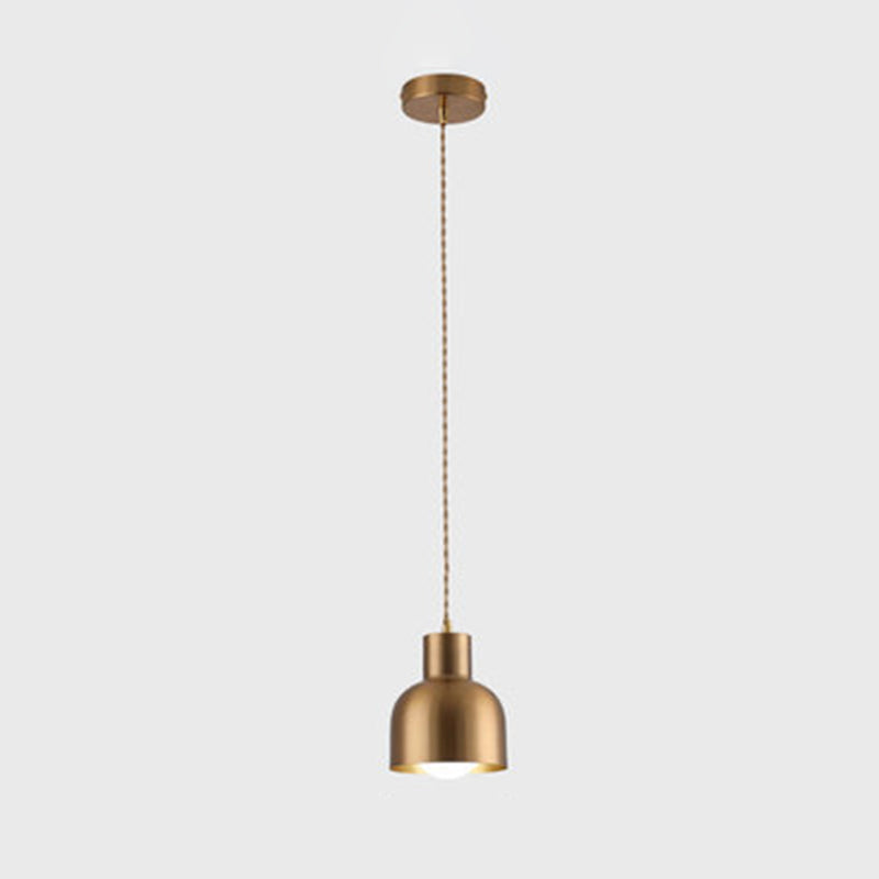 Modern Shaded Hanging Pendant Light Metal Dinning Room Suspended Lighting Fixture in Gold
