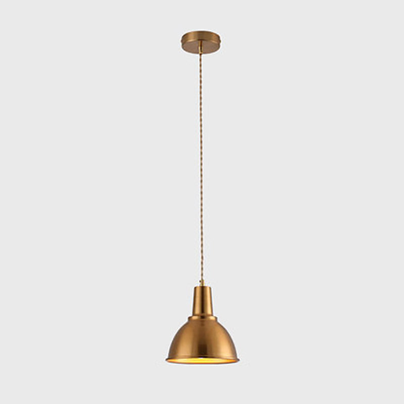 Modern Shaded Hanging Pendant Light Metal Dinning Room Suspended Lighting Fixture in Gold