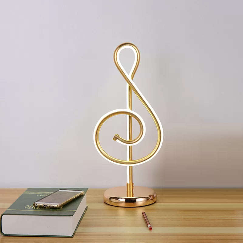 Minimalismus gekrümmte Aufgabenbeleuchtung Acryl -LED -Nachttischlampe in goldenem, warmem/weißem Licht