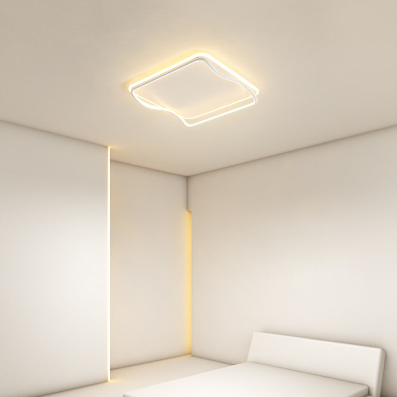 Plafonnier ombragé pour chambre à coucher, luminaire minimaliste à LED en métal, blanc