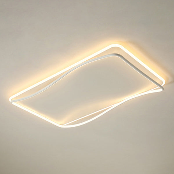 Shaded Bedroom Ceiling Mounted Light Metal LED Minimalist Ceiling Mounted Fixture in White