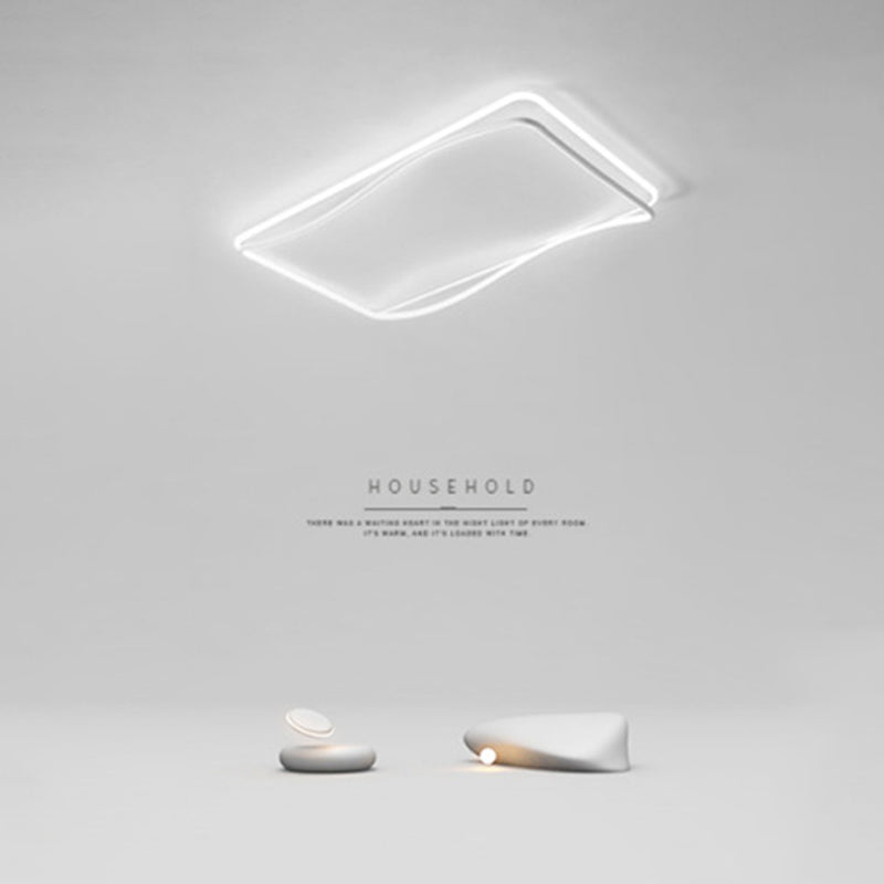 Plafonnier ombragé pour chambre à coucher, luminaire minimaliste à LED en métal, blanc