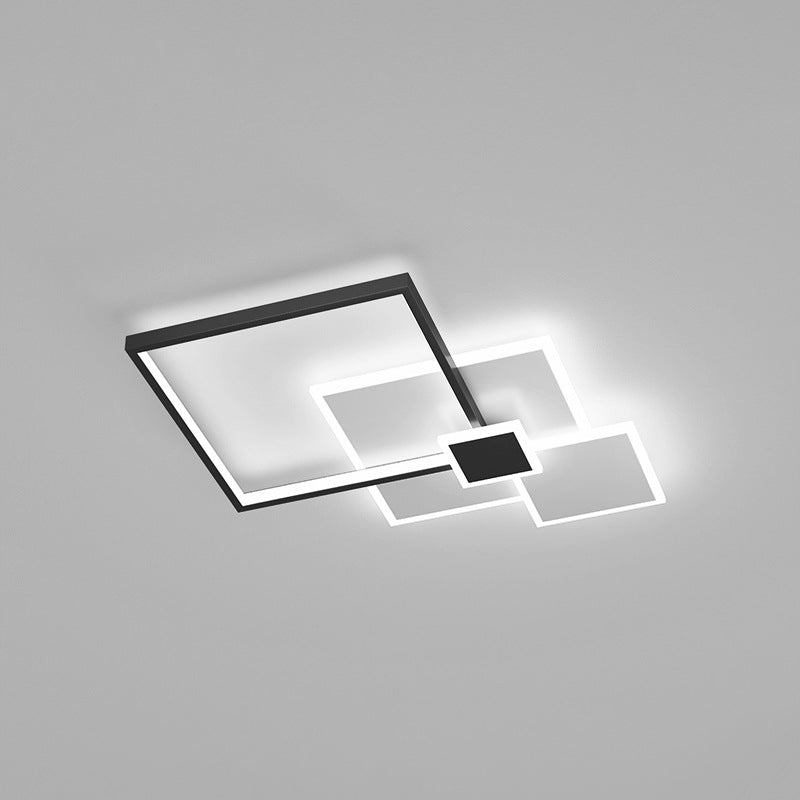 Plafonnier carré simple en métal LED pour chambre à coucher, plafonnier encastré en noir