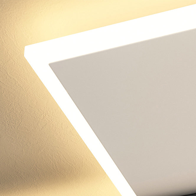 Lámpara de techo cuadrada, lámpara de techo LED de metal simple para dormitorio, montaje empotrado, color negro