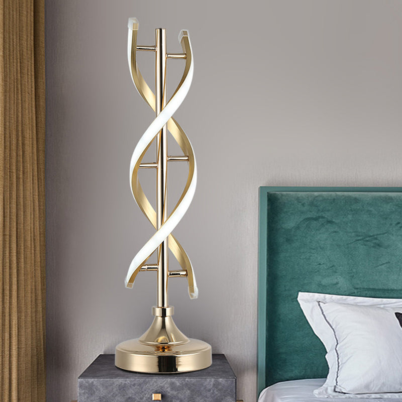 Spirale en spirale en spirale Small de bureau Éclairage de travail LED contemporain en or, lumière chaude / blanche