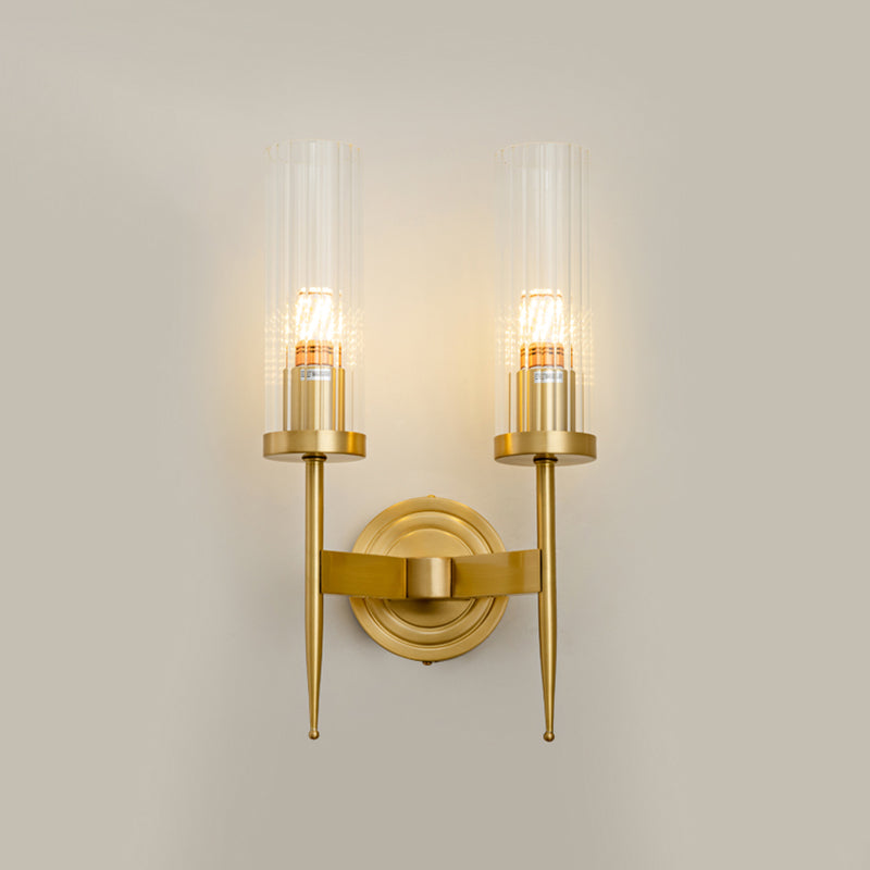 Iron Sconce Light with Clear Crystal Shade Postmodern Wall Lighting Fixtures