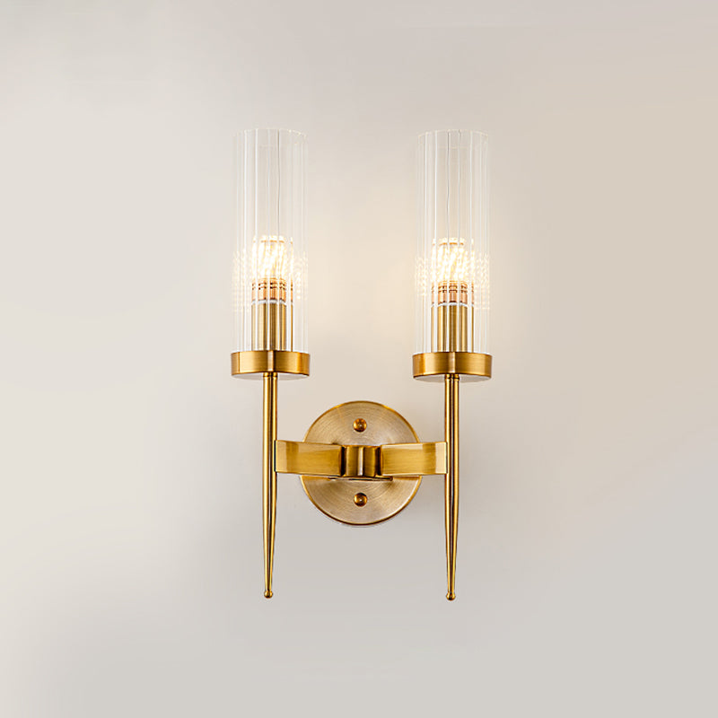 Iron Sconce Light with Clear Crystal Shade Postmodern Wall Lighting Fixtures