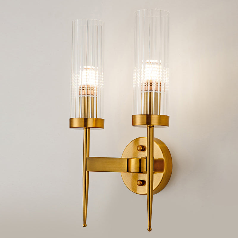 Iron Sconce Light with Clear Crystal Shade Postmodern Wall Lighting Fixtures