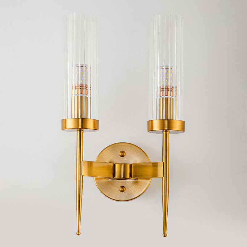 Iron Sconce Light with Clear Crystal Shade Postmodern Wall Lighting Fixtures