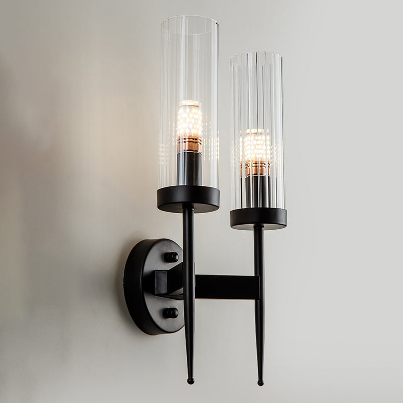 Iron Sconce Light with Clear Crystal Shade Postmodern Wall Lighting Fixtures