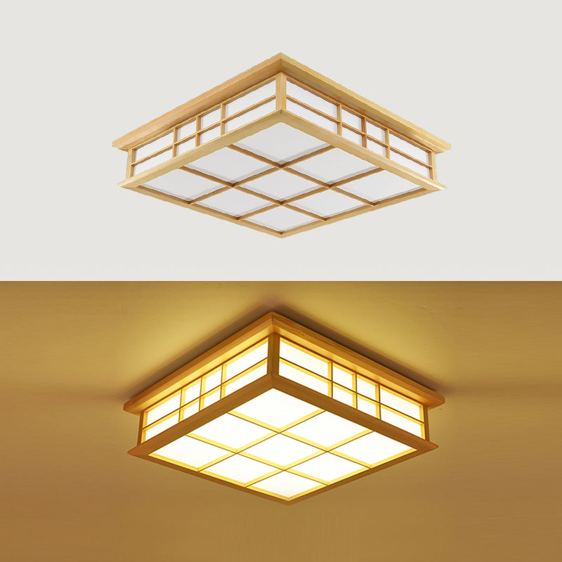 Luminaires encastrés carrés, lampe encastrée moderne beige avec abat-jour en acrylique