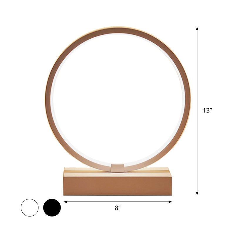 Lámpara de tarea LED contemporánea Lámpara de mesa redonda blanca/negra con tono acrílico, luz cálida/blanca