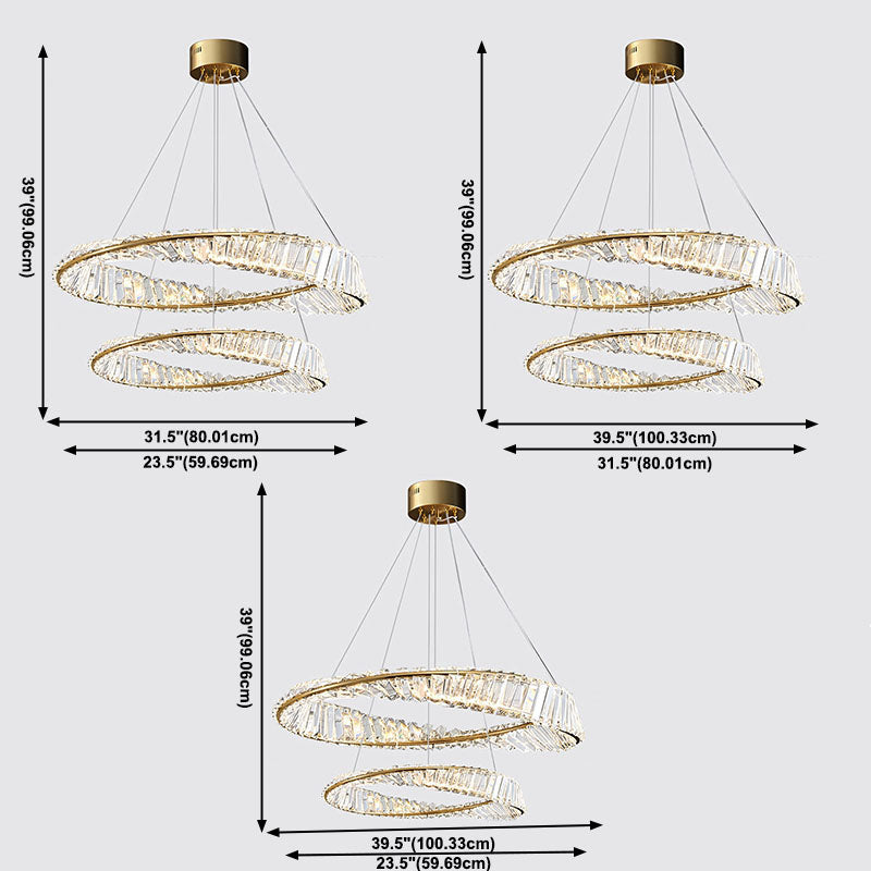 Multi-Tier Chandelier Light Fixture Modern Simplicity Crystal Pendant Lighting for Restaurant
