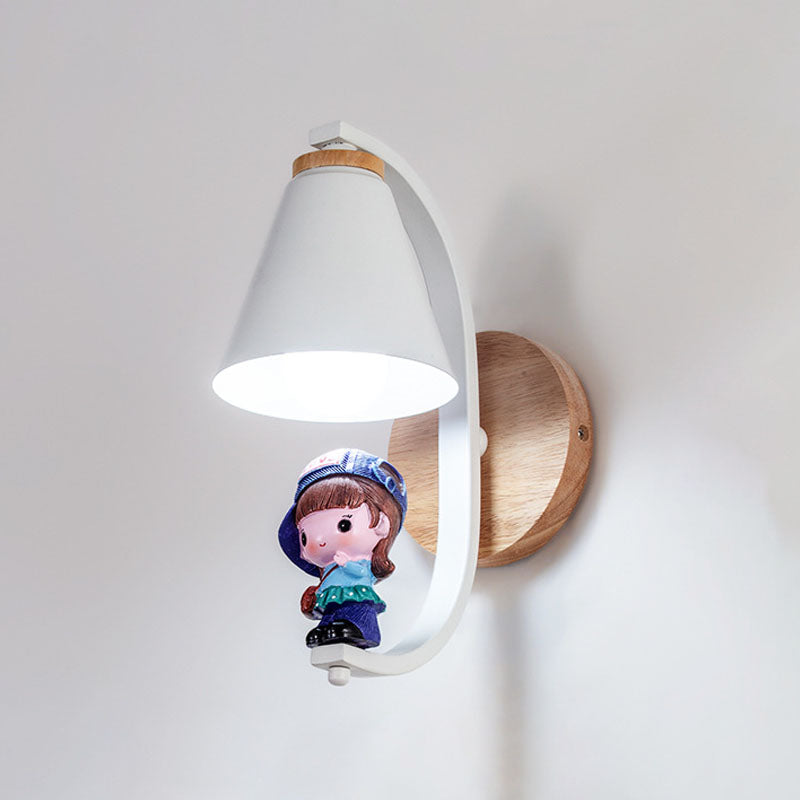 Lampada a parete conica Nordica Metal 1 testa da letto per bambini Montaggio montato sulla lettura con arredamento giocattolo