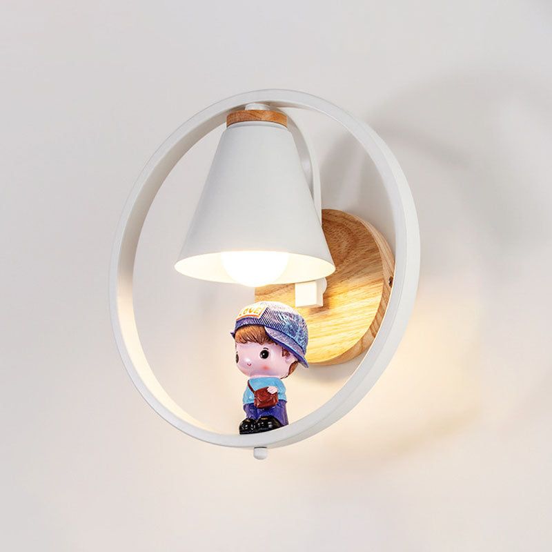 Lampada a parete conica Nordica Metal 1 testa da letto per bambini Montaggio montato sulla lettura con arredamento giocattolo