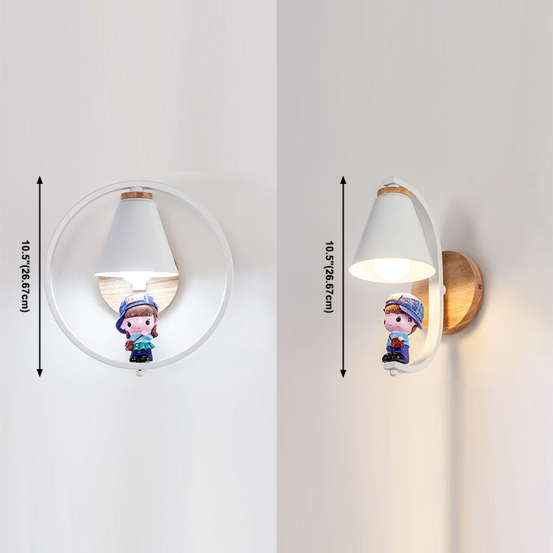 Lampada a parete conica Nordica Metal 1 testa da letto per bambini Montaggio montato sulla lettura con arredamento giocattolo